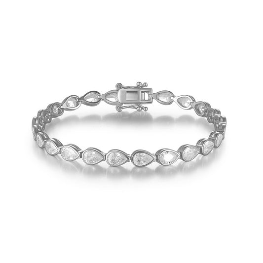 Elegant Teardrop Zircon Tennis Bracelet - 925 Sterling Silver Plated with 18K Gold or White Gold