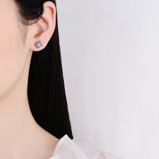 Stellar Ribbon Moissanite Stud Earrings in Fine Silver