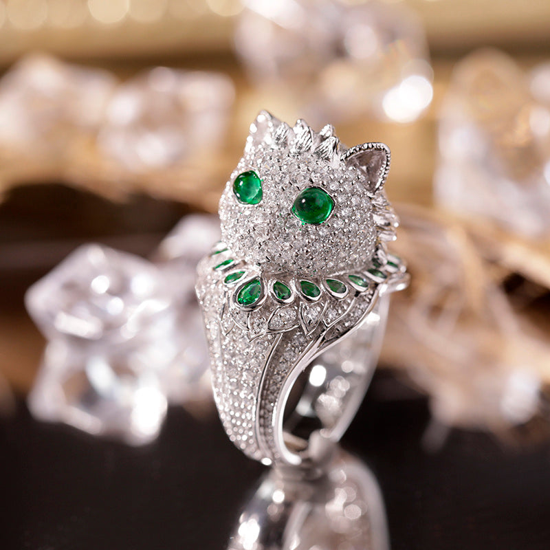 Premium Designer Sterling Silver Simulated Emerald