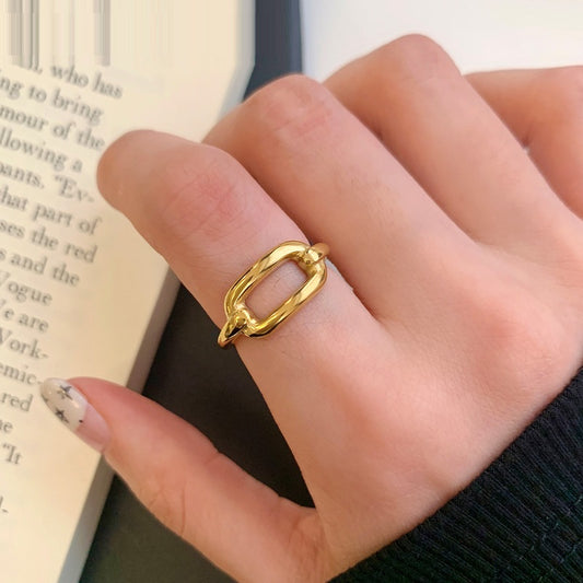 Minimalist Gold Plated Titanium Steel Link Ring
