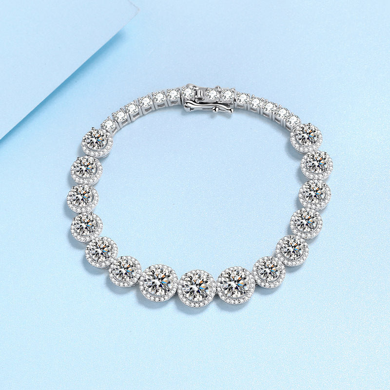 Starlight Halo Moissanite Tennis Bracelet in 925 Silver
