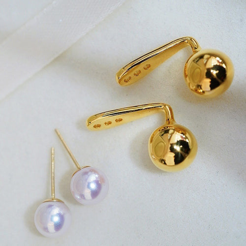 18K Gold Akoya Pearl & Gold Ball Dual-Wear Earrings
