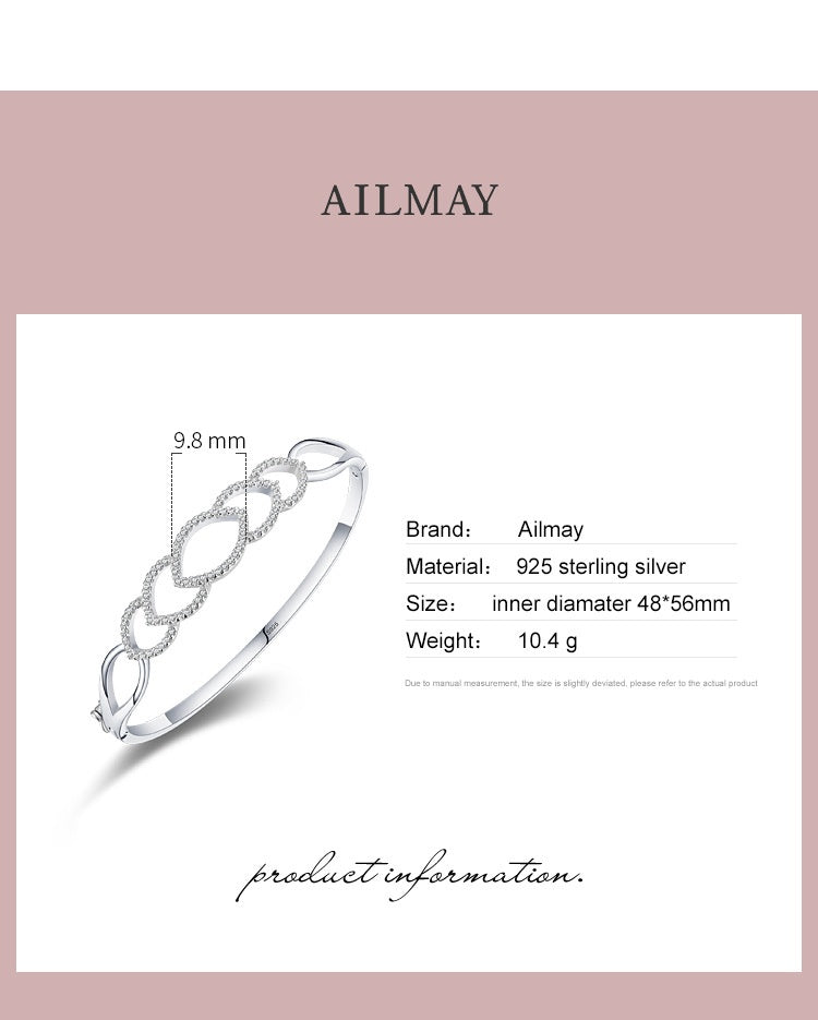 Pavé Interlocking Marquise Sterling Silver Bangle