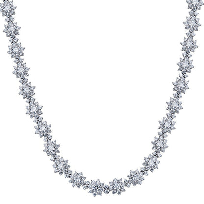 Luxury Floral Diamond Choker Necklace in Sterling Silver