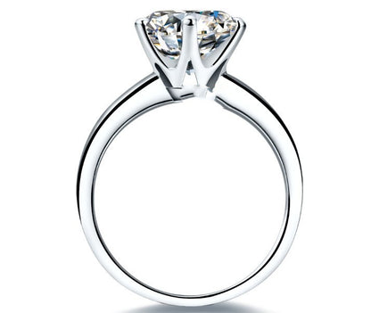 Solitaire Engagement Ring with Round Brilliant Diamond & Matching Eternity Band in Sterling Silver