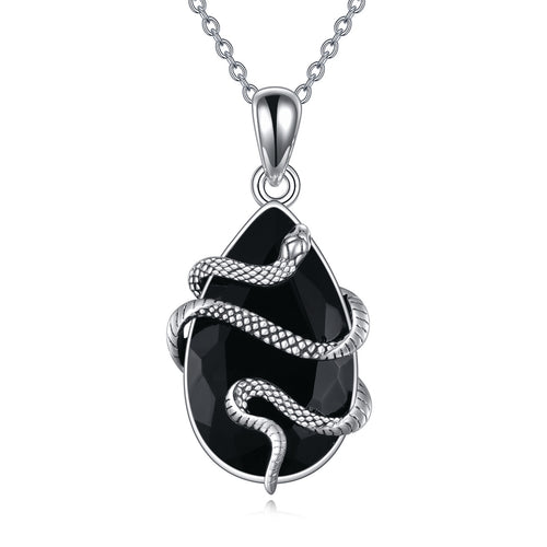 YFN Unisex White Gold Plated 925 Silver Snake Teardrop Necklace