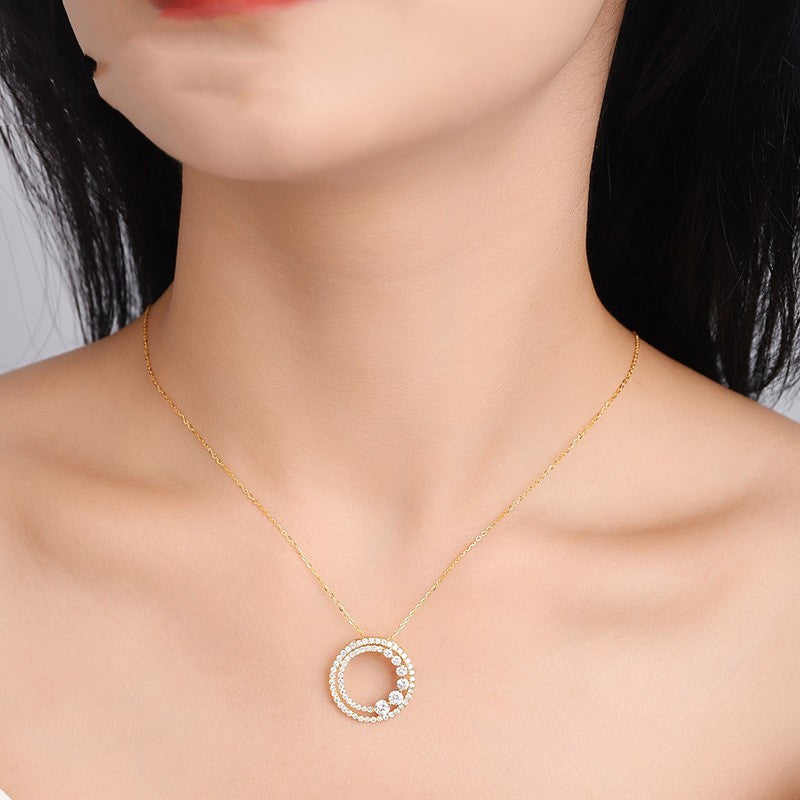 Dazzling Aura 18K Gold & Diamond Circle Necklace