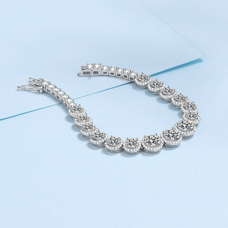Starlight Halo Moissanite Tennis Bracelet in 925 Silver