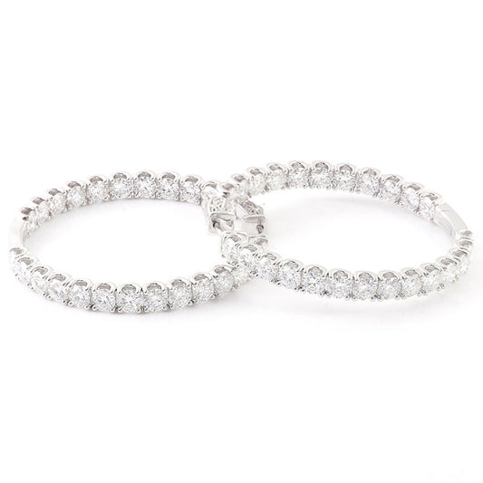 Luxury Moissanite Paved Hoop Earrings 925 Sterling Silver / 10K 14K 18K Gold