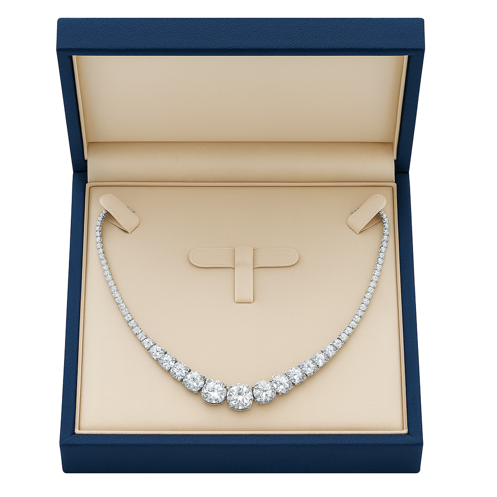 Moissanite 925 Sterling Silver Single Row Full Diamond Necklace For Women
