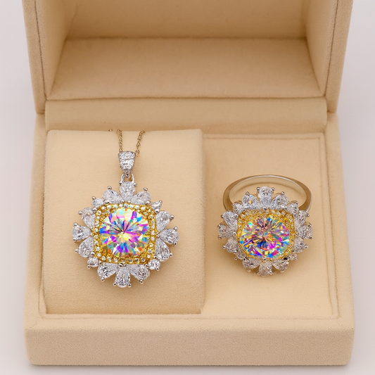 Women's Moissan Diamond Ring Pendant Set