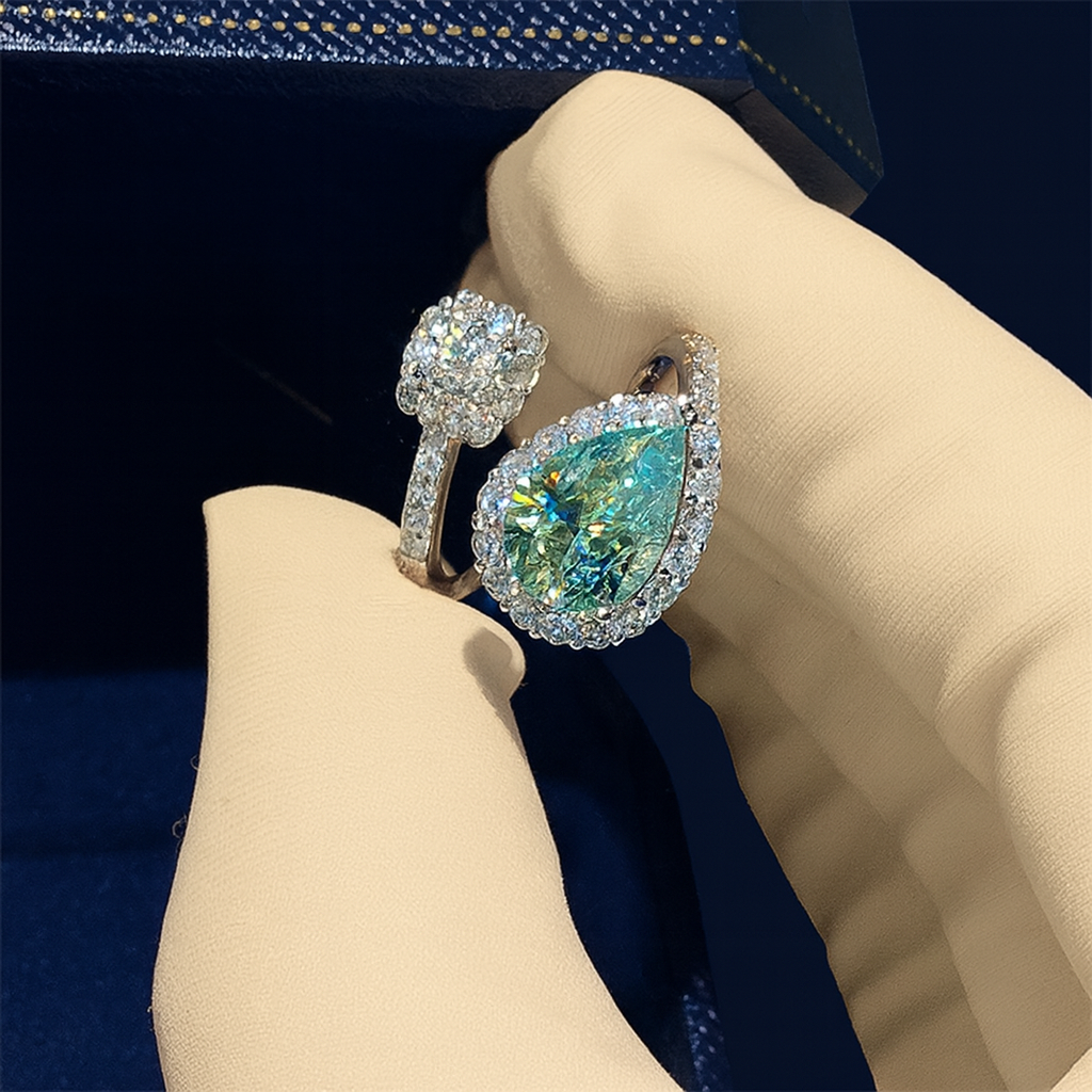 Green Drip 2 Karat Moissanite Women's Ring