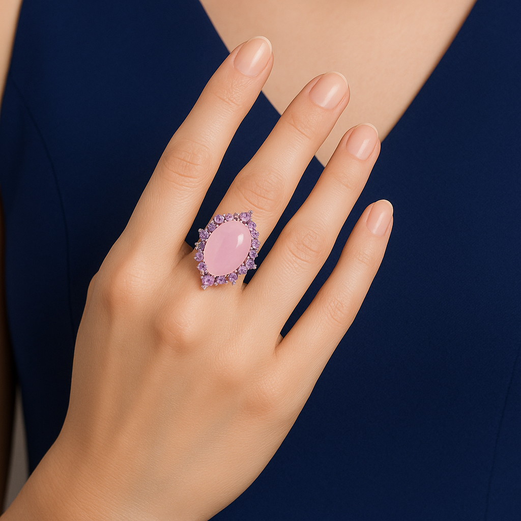 Designer Banquet High-End Handmade Inlaid Original Design European And American Fashion Natural Gem Ring