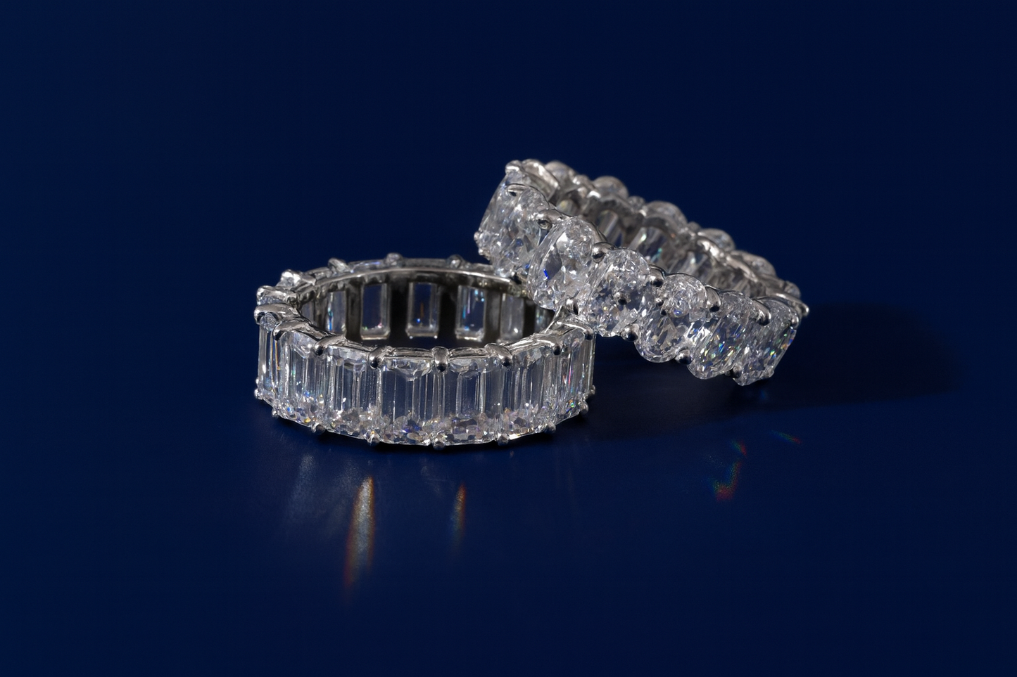 925 Silver Zircon Big Diamond Emerald Cut Row Diamond Ring