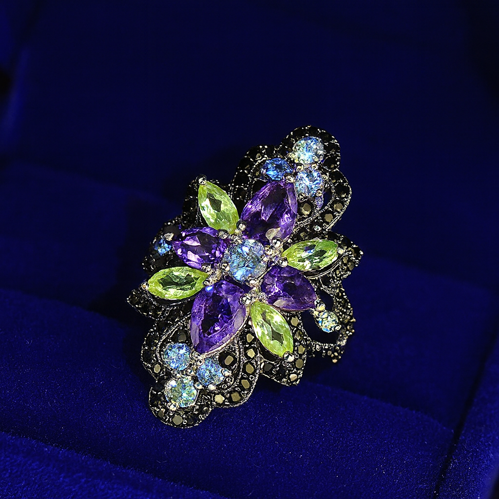 Women's Fashion Simple Inlaid Amethyst Ring