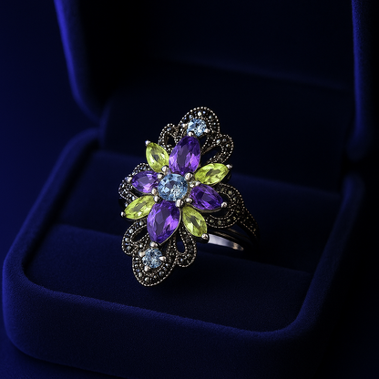 Women's Fashion Simple Inlaid Amethyst Ring