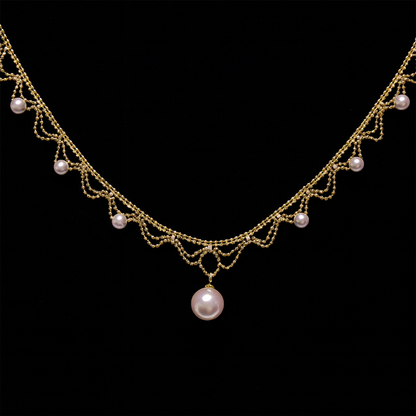 Aurora Japanese 18k Gold Lace Pearl Necklace