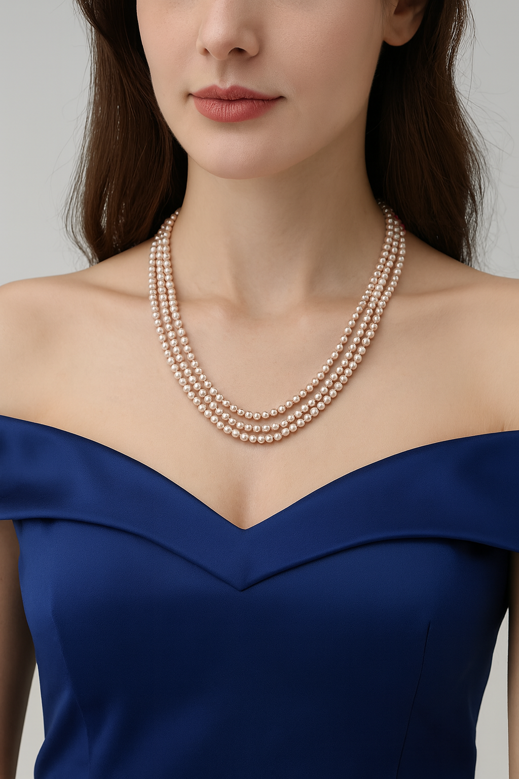 Freshwater Pearl Necklace Three Layer Design