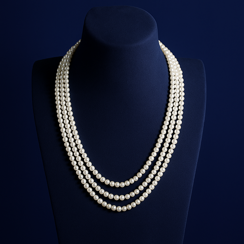 Freshwater Pearl Necklace Three Layer Design