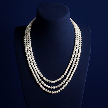 Freshwater Pearl Necklace Three Layer Design