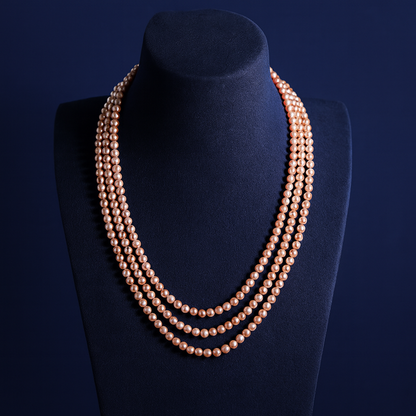 Freshwater Pearl Necklace Three Layer Design