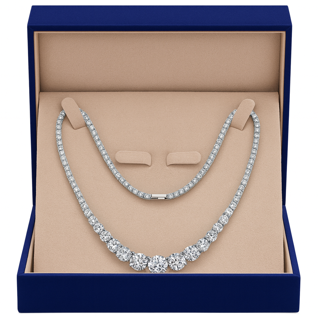 Moissanite 925 Sterling Silver Single Row Full Diamond Necklace For Women