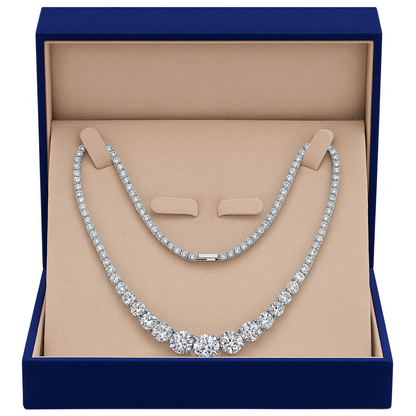 Moissanite 925 Sterling Silver Single Row Full Diamond Necklace For Women
