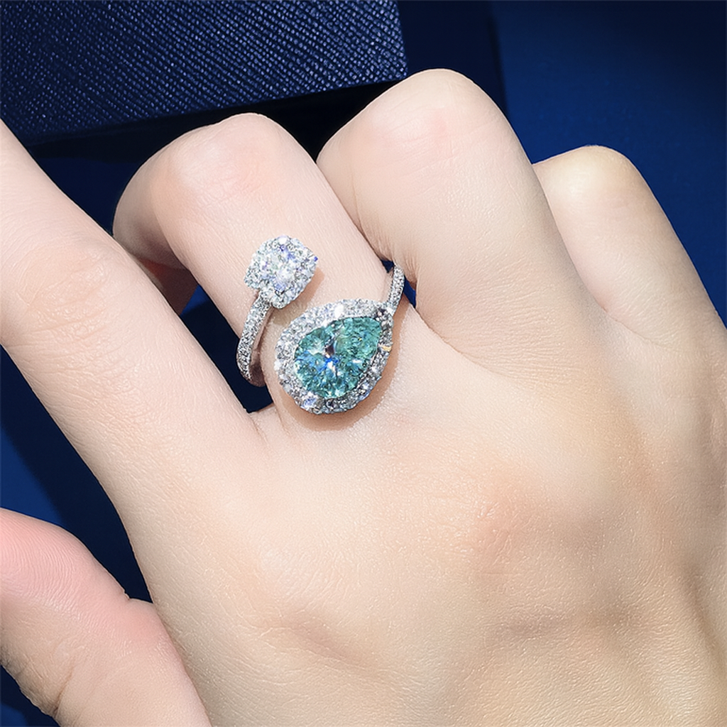 Green Drip 2 Karat Moissanite Women's Ring