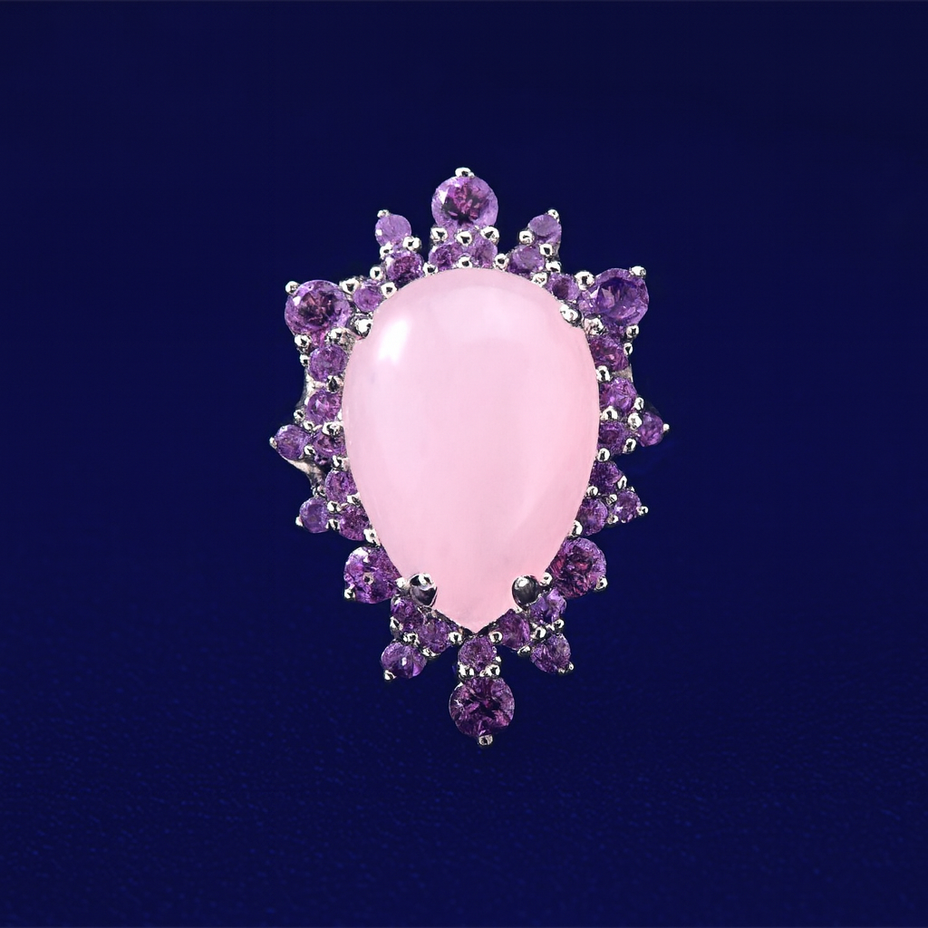 Designer Banquet High-End Handmade Inlaid Original Design European And American Fashion Natural Gem Ring