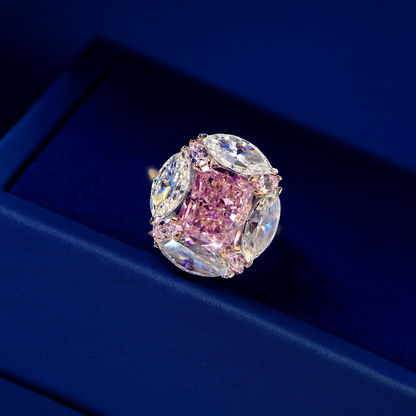 925 Sterling Silver Bubblegum 4 Carat Marquise Ring