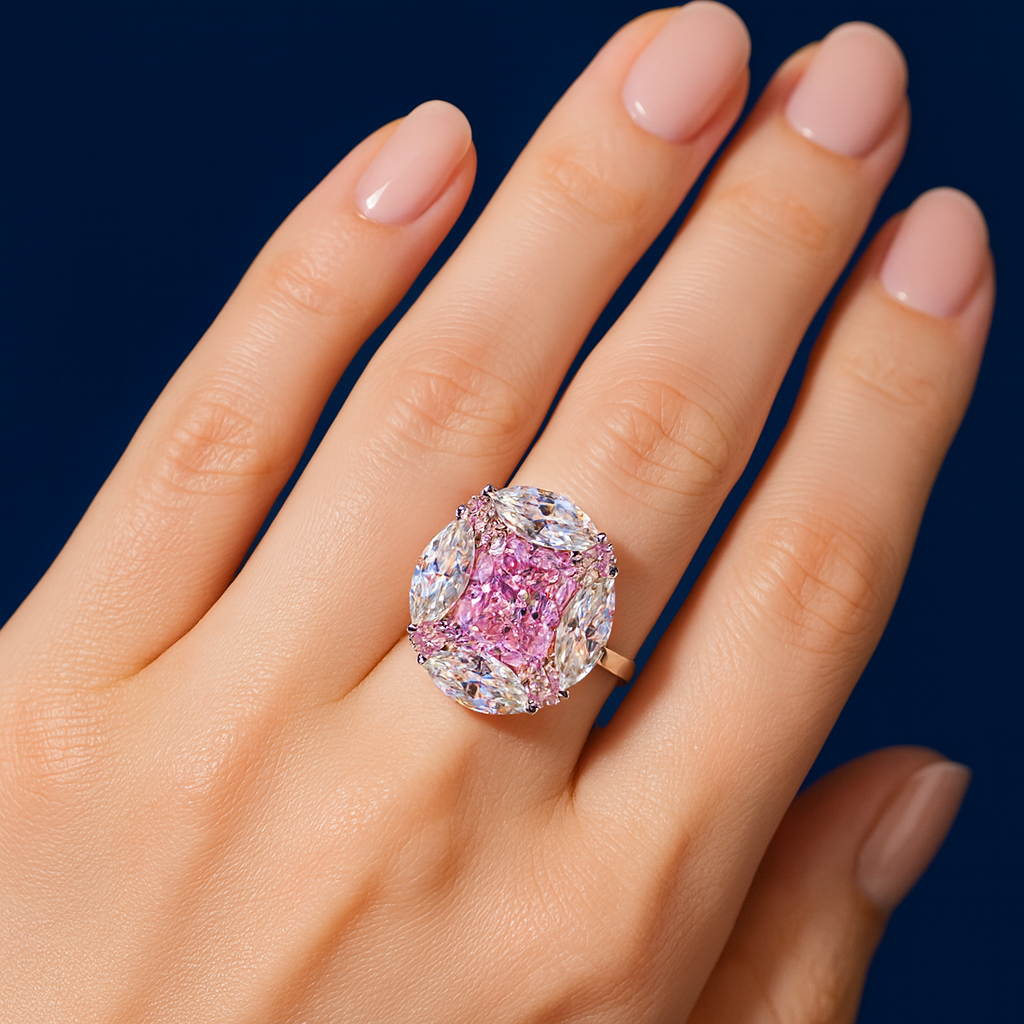 925 Sterling Silver Bubblegum 4 Carat Marquise Ring