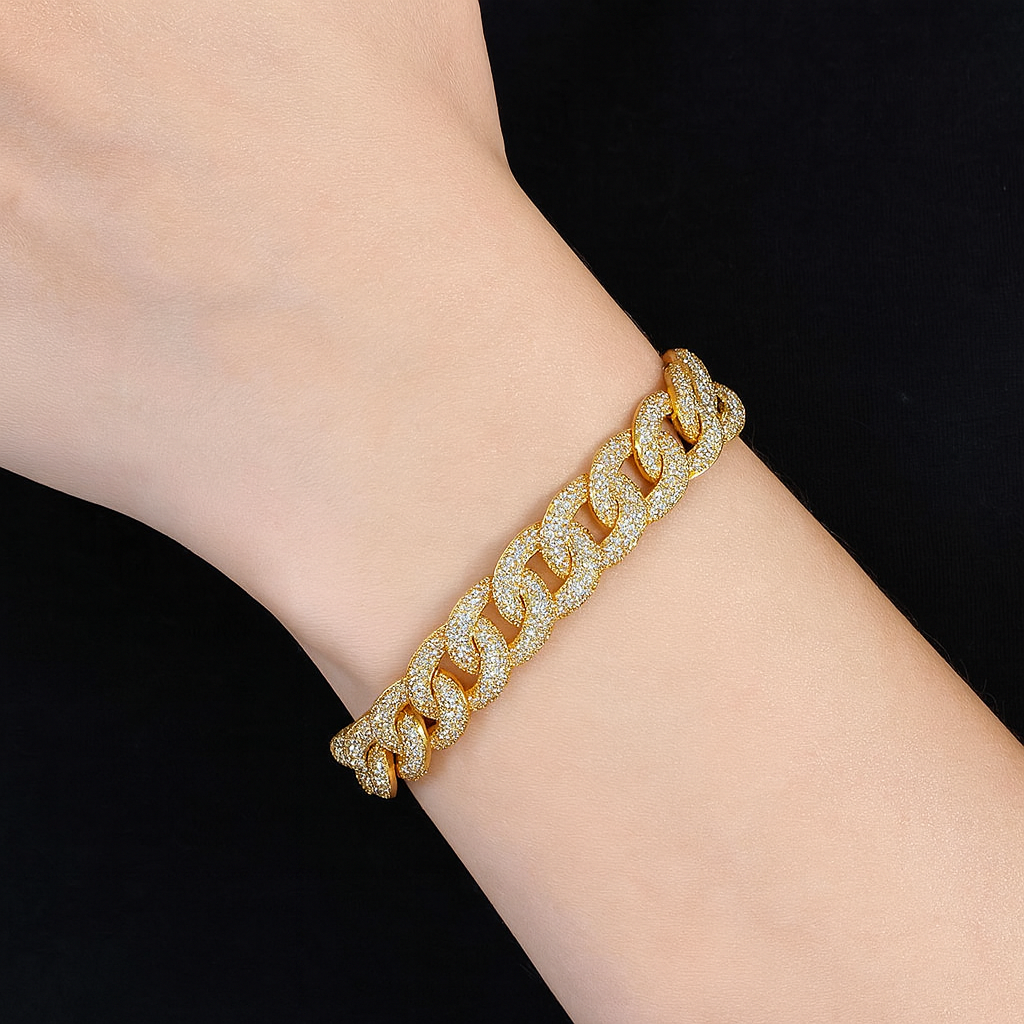 European And American Hot Models Full Zirconium Iron Cord Bracelet
