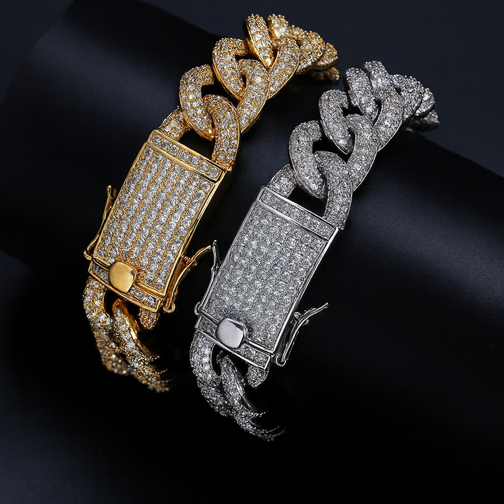 European And American Hot Models Full Zirconium Iron Cord Bracelet