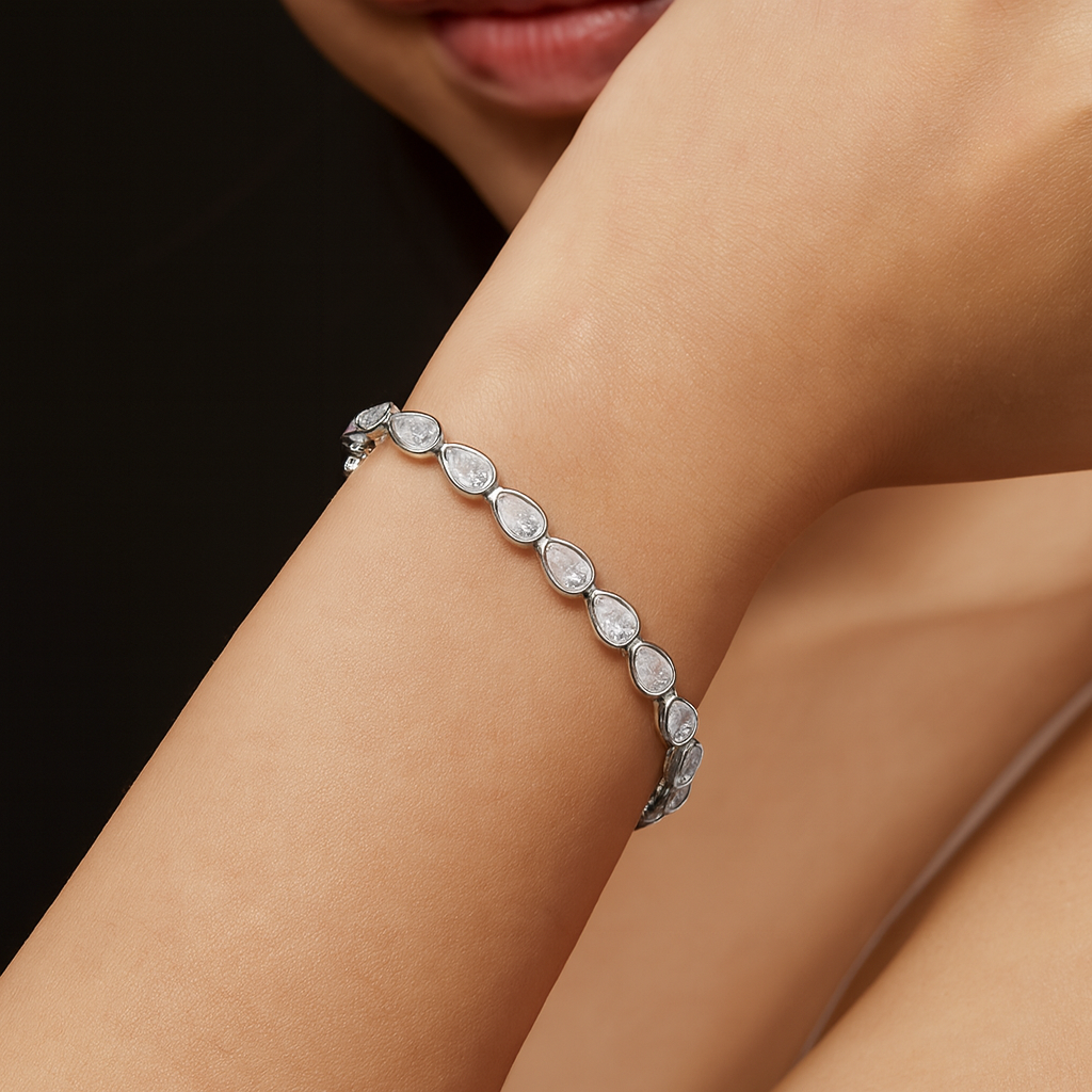 S925 Silver Water Drop Men's And Ladies' Bracelets European And American Tennis Bracelet