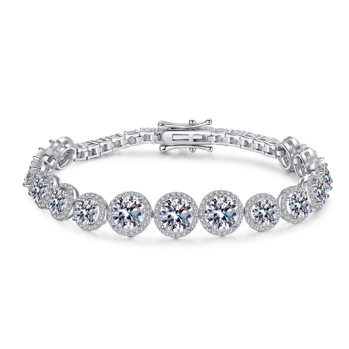 Starlight Halo Moissanite Tennis Bracelet in 925 Silver