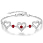 Romantic Heart Bracelet with Red Gemstones & Diamond Accents in Sterling Silver