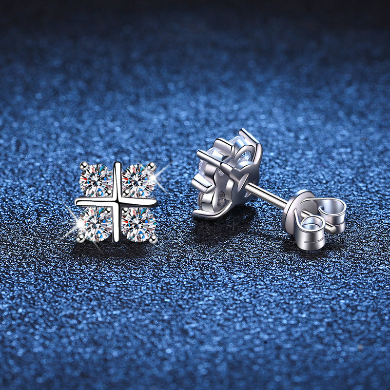 Sparkling "Eternal Bow" Sterling Silver Moissanite Stud Earrings