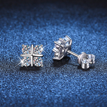 Sparkling "Eternal Bow" Sterling Silver Moissanite Stud Earrings