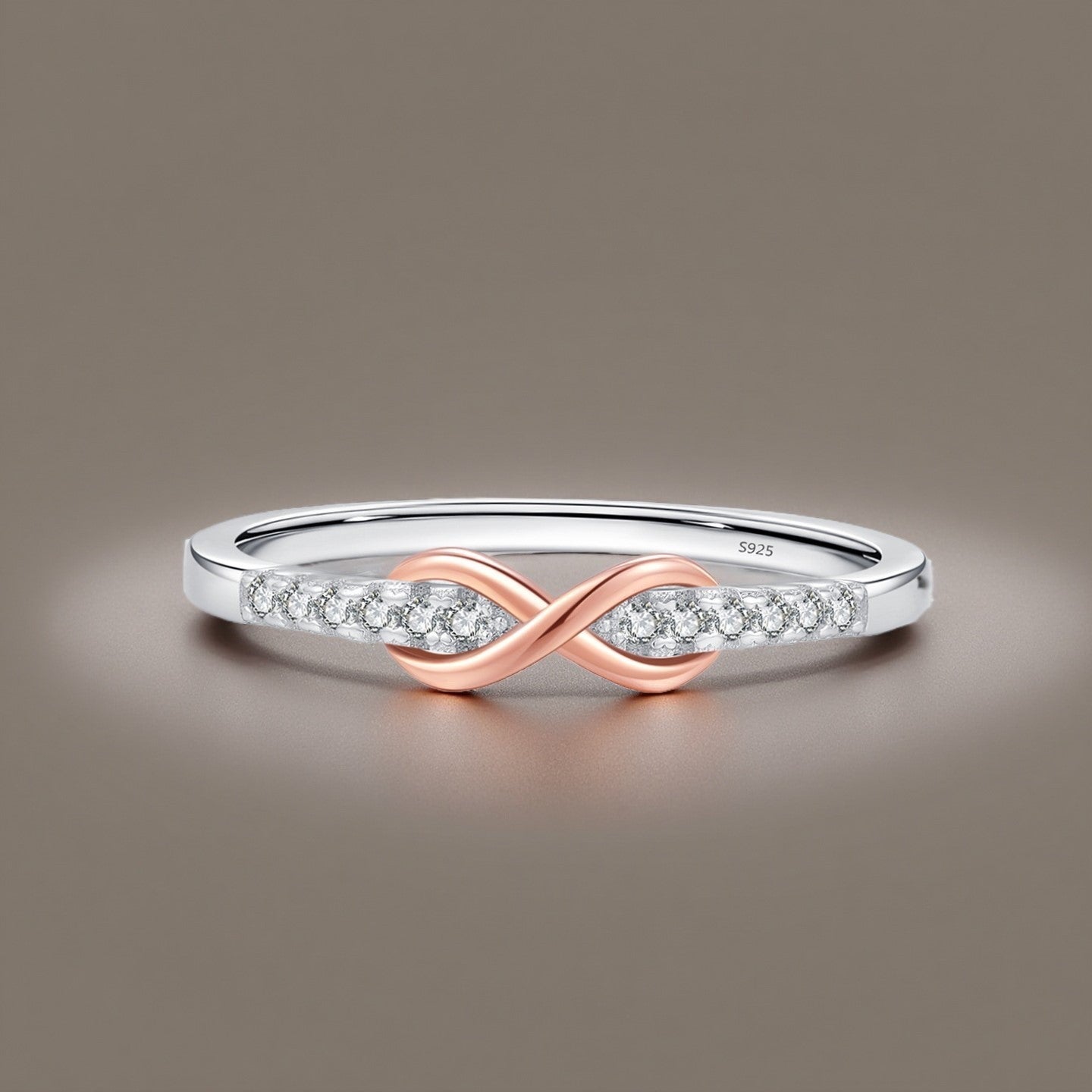 Dazzling Infinity Knot Zinc Alloy Ring