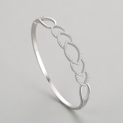 Pavé Interlocking Marquise Sterling Silver Bangle