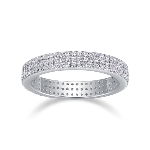 Dazzling Double Row Moissanite Eternity Band in S925 Silver
