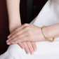 Elegant Jade Inlay Gold Plated Silver Bangle