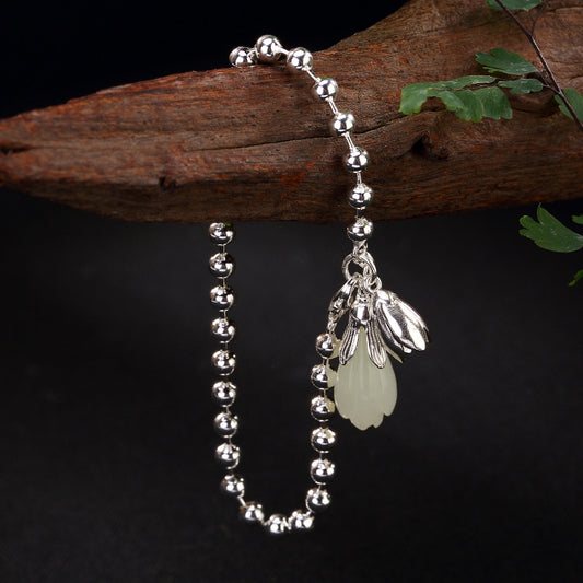 Magnolia Bloom" Sterling Silver Beaded Bracelet