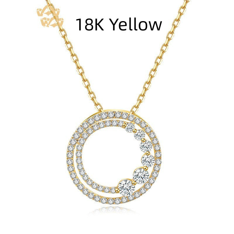 Dazzling Aura 18K Gold & Diamond Circle Necklace