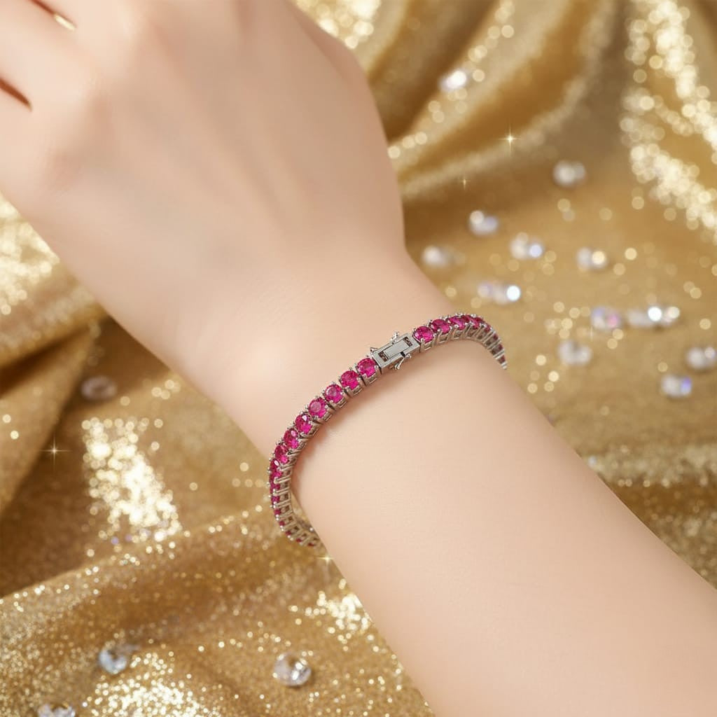 Luxury Ruby Tennis Bracelet in Sterling Silver