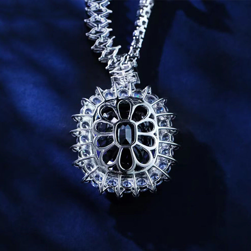 Exquisite Sapphire & 925 Silver Pendant Necklace