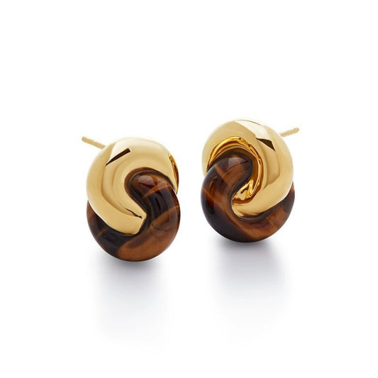The Eternal Helix | Tiger’s Eye Buckle Studs