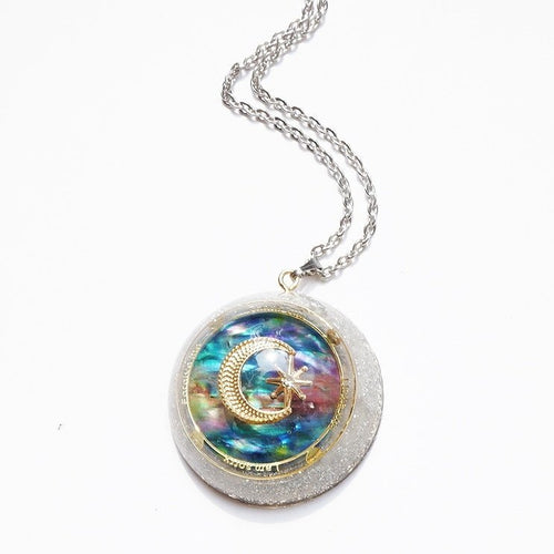 Celestial Dreamcatcher Crystal Moon & Star Necklace