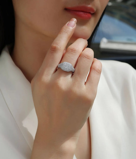 Pavé-Set Moissanite Statement Ring in Sterling Silver