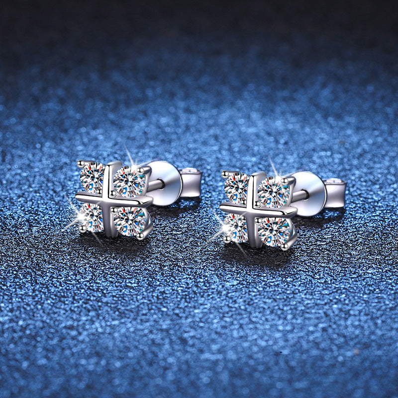 Sparkling "Eternal Bow" Sterling Silver Moissanite Stud Earrings